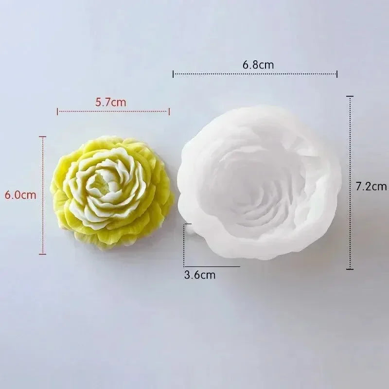 1PCSPeony Candle Silicone Mold DIY Relief Flower Soap Resin Plaster Mould Home Decor Chocolate Cake Ice Baking Making Tool Gifts