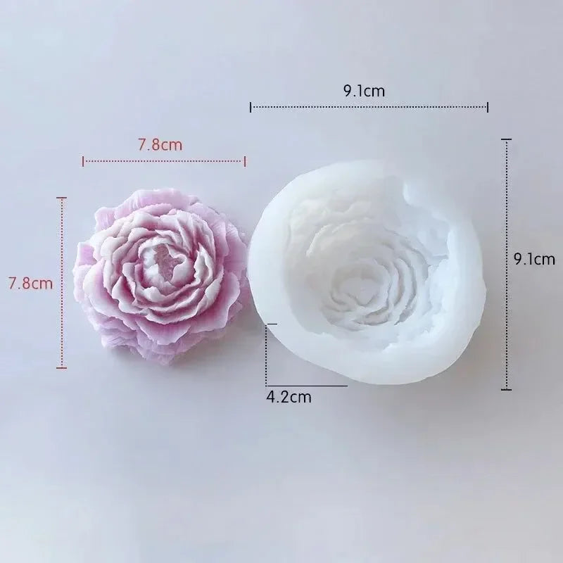 1PCSPeony Candle Silicone Mold DIY Relief Flower Soap Resin Plaster Mould Home Decor Chocolate Cake Ice Baking Making Tool Gifts