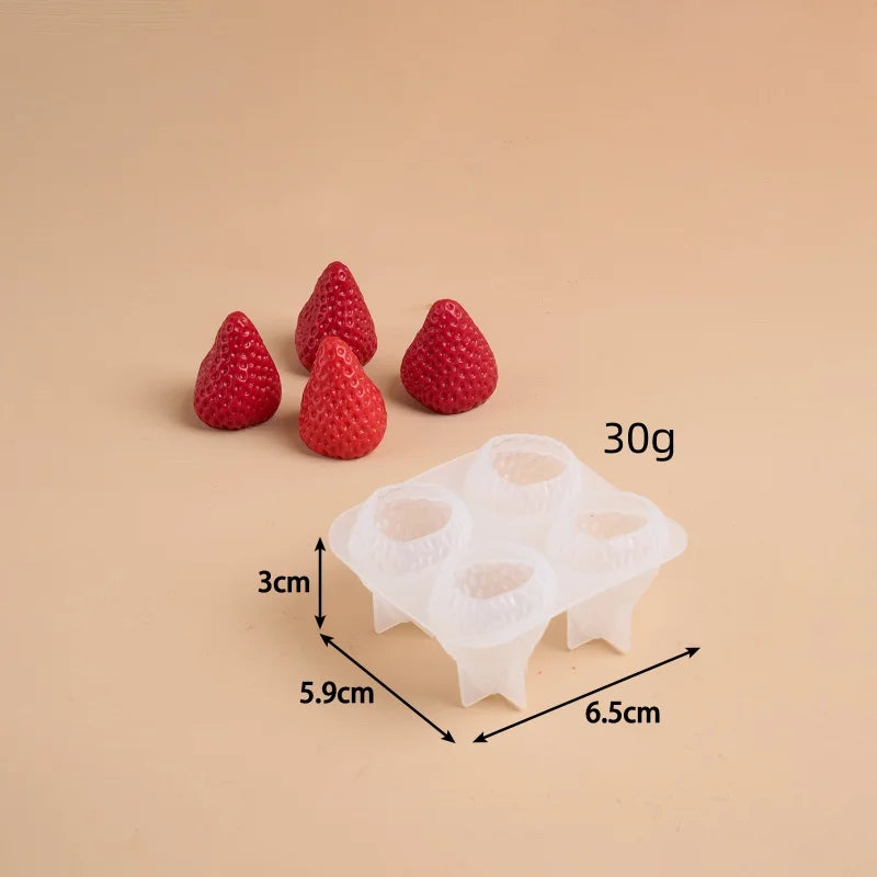 3D Strawberry Aromatherapy Candle Silicone Mold DIY Handmade Romantic Scented for Valentine's Day Party Home Decor Birthday Gift
