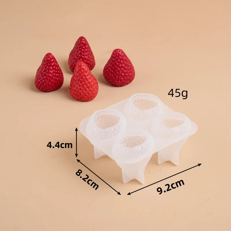 3D Strawberry Aromatherapy Candle Silicone Mold DIY Handmade Romantic Scented for Valentine's Day Party Home Decor Birthday Gift